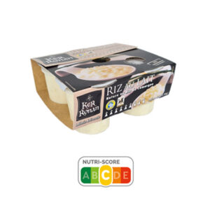 Image d'un pack de 4 pots de riz au lait nature Ker Ronan à base de riz IGP Camargue