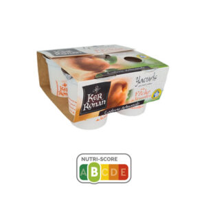 Image d'un pack de 4 yaourts brassés à la pêche du Languedoc-Roussillon, de la marque Ker Ronan